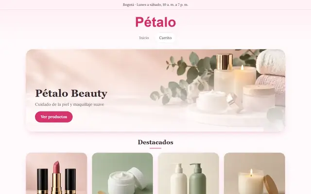 Tienda de ejemplo con la plantilla Belleza Suave