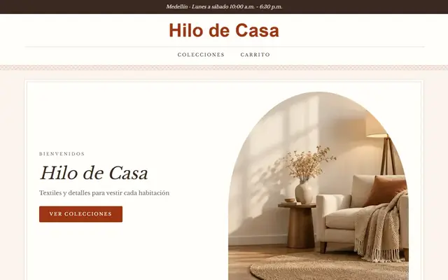 Tienda de ejemplo con la plantilla Decoración y Textiles