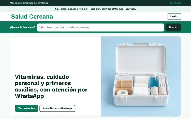 Tienda de ejemplo con la plantilla Farmacia Confianza