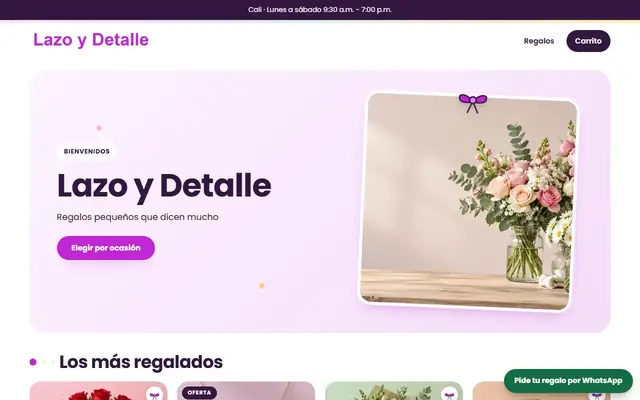 Tienda de ejemplo con la plantilla Regalos y Detalles