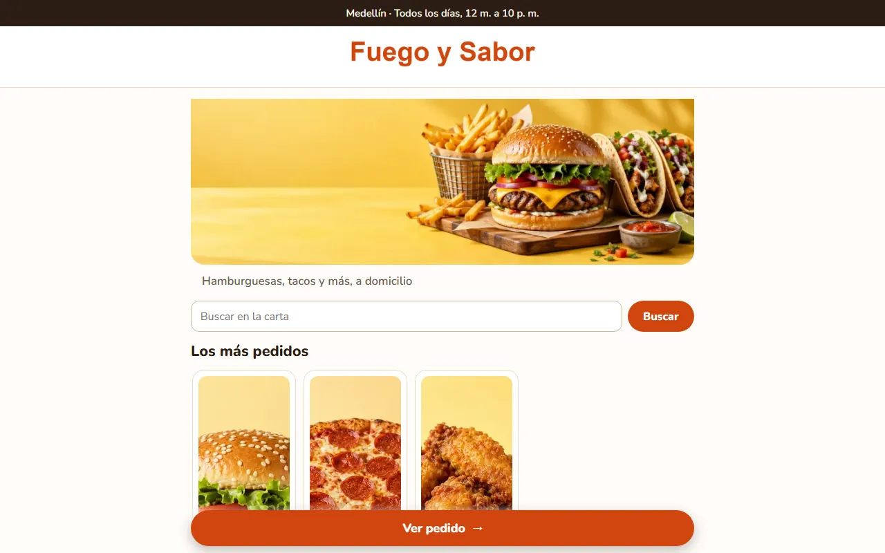 Tienda de ejemplo con la plantilla Carta Digital