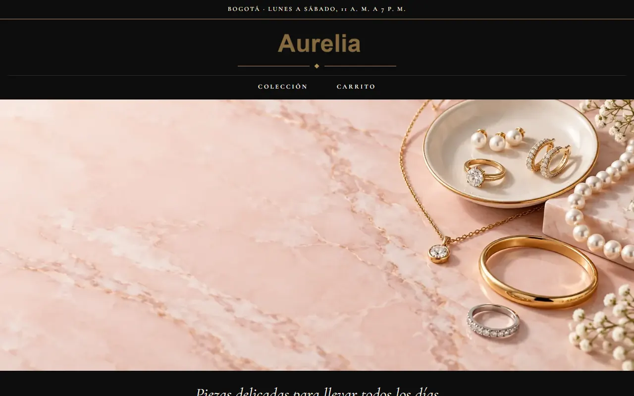 Tienda de ejemplo con la plantilla Joyería Lujo