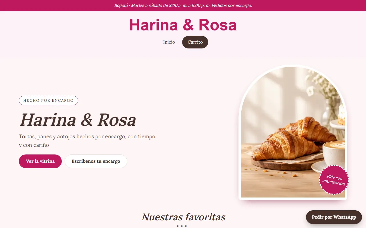 Tienda de ejemplo con la plantilla Pastelería y Panadería